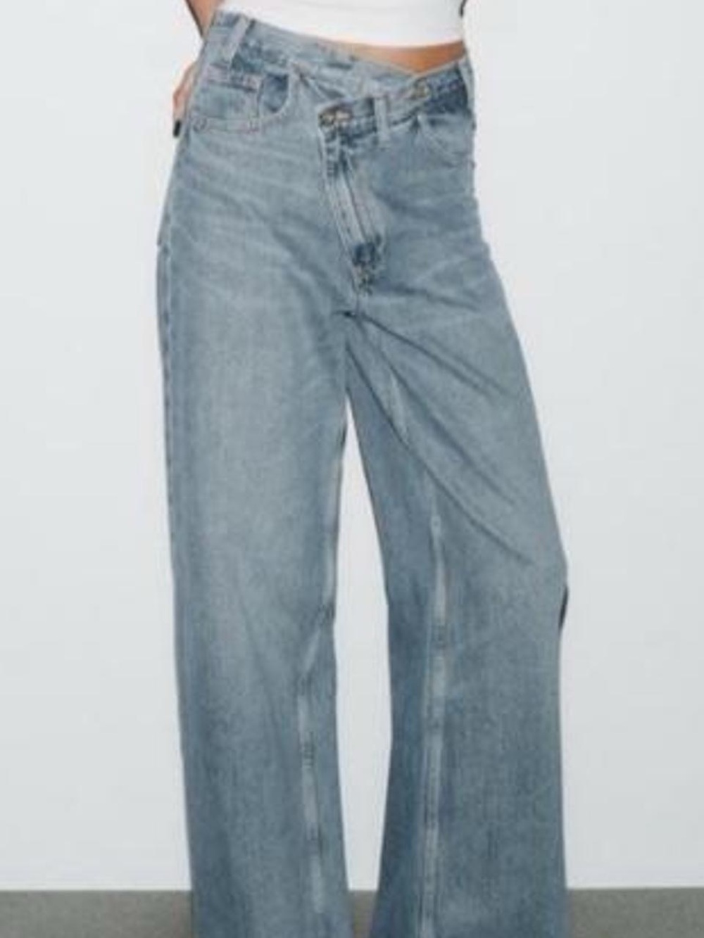 Zara TRF Z1975 High-Rise Crossover Wide Leg Jeans